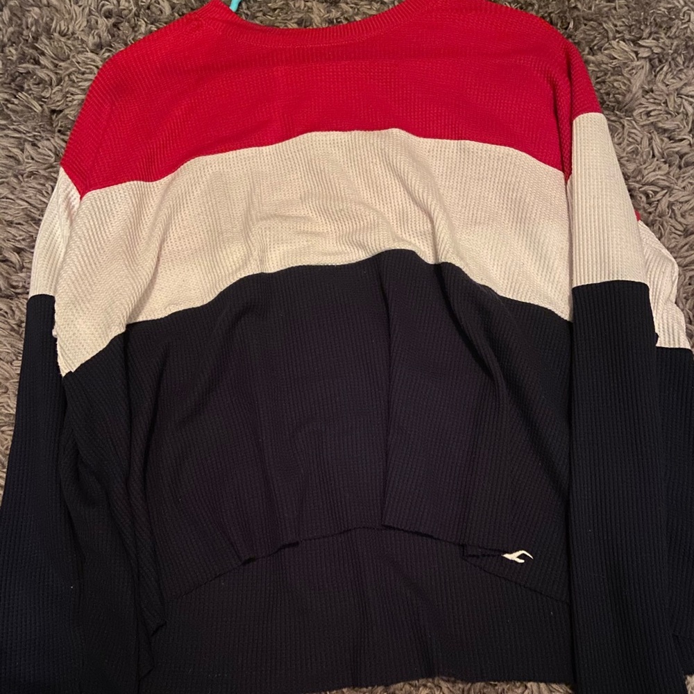 Hollister sweater boyfriend tee red blue white M